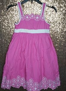 Pink Dress with white floral detail